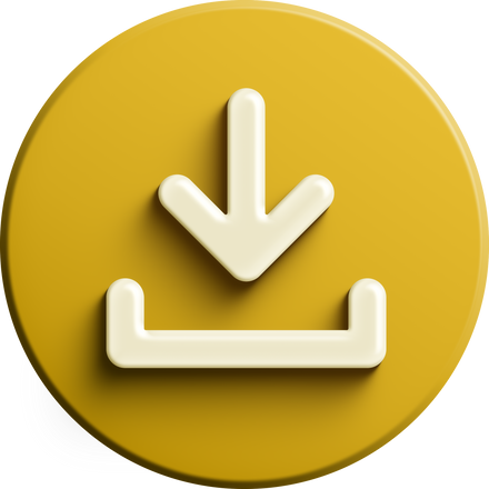 Yellow round 3D download icon